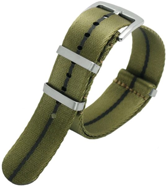 Řemínek NATO Sports khaki, černý proužek 22 mm - 22 mm