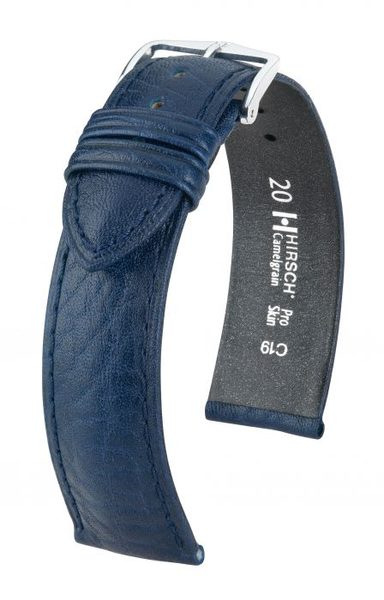 Řemínek Hirsch Camelgrain - modrý - 18 mm - L – Standardní délka (doporučujeme) - 16 mm - Zlatá