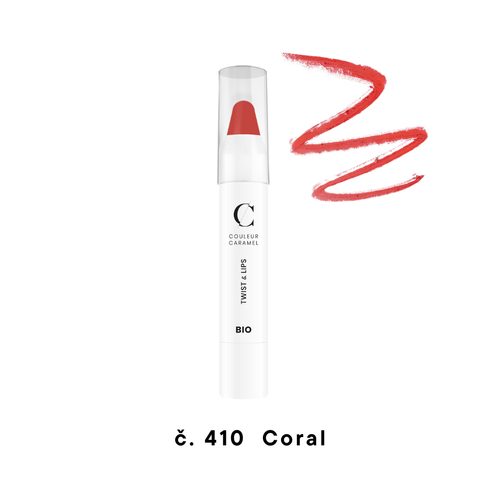 Couleur Caramel Bio rtěnka v tužce Twist & Lips (n°410 Coral)