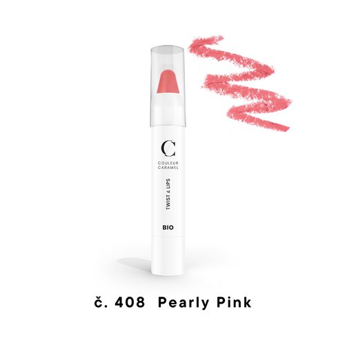 Couleur Caramel Bio rtěnka v tužce Twist & Lips (n°408 Pearly pink)