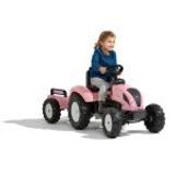 Tractor cu pedale Falk 1058AB Pink Country Star cu remorcă - roz, Falk, W014094 Tractor cu pedale Falk 1058AB Pink Country Star cu remorcă - roz, Falk, W014094