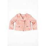 Jachetă pentru fetițe din imitaţie de piele în talie , Minoti, ROSEWOOD 1, roz