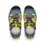 Dětské sandály KEEN MOTOZOA SANDAL YOUTH vintage indigo/scarlet ibis Chlapecké sandály KEEN SEACAMP II CNX naval academy/chartreuse