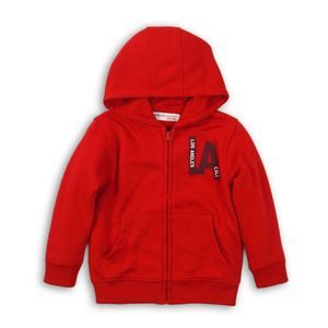 Mikina chlapecká s kapucí celopropínací, Minoti, TB FLEECE ZIP 4, červená