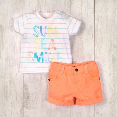 Fiú készlet, ing és rövidnadrág, minoti, surf 1, narancssárga
