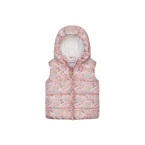 Lányok nejlon Puffa mellény mikrofleece béléssel, Minoti, 12GILET 15, rózsaszín