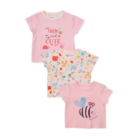Tričko kojenecké s krátkým rukávem 3pack, Minoti, Garden 3, růžová