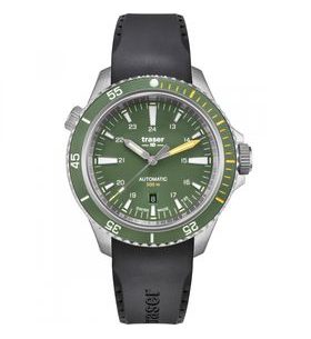 TRASER P67 DIVER AUTOMATIC GREEN ČERNÁ PRYŽ - HERITAGE - HODINKY