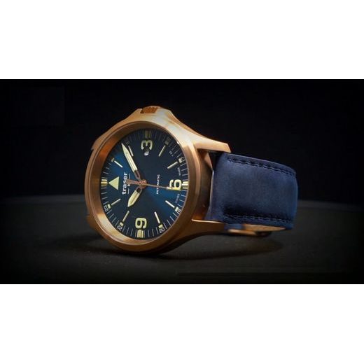 TRASER P67 OFFICER PRO AUTOMATIC BRONZE BLUE KŮŽE - HERITAGE - HODINKY