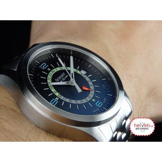 TRASER AURORA GMT BLUE - KŮŽE - CLASSIC - HODINKY