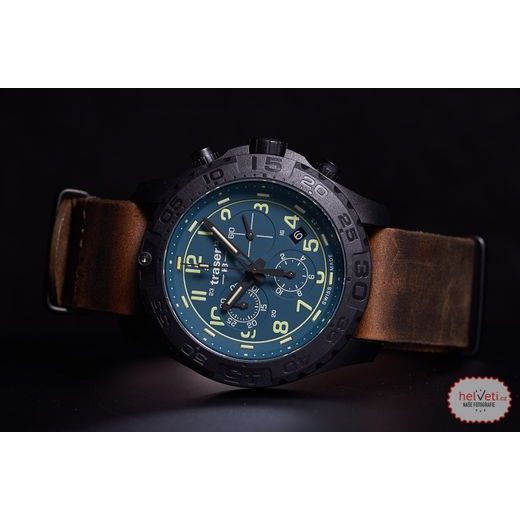 TRASER P96 OUTDOOR PIONEER EVOLUTION CHRONO PETROL KŮŽE - SPORT - HODINKY