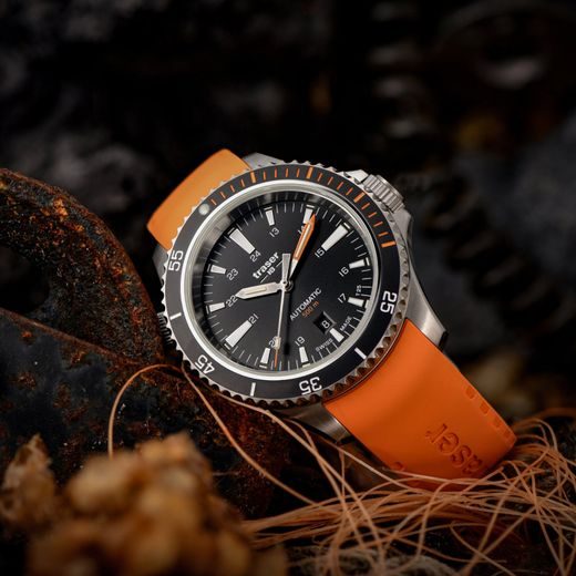 TRASER P67 DIVER AUTOMATIC BLACK ORANŽOVÁ PRYŽ - HERITAGE - HODINKY