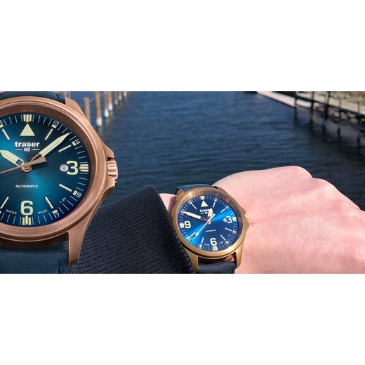 TRASER P67 OFFICER PRO AUTOMATIC BRONZE BLUE KŮŽE - HERITAGE - HODINKY