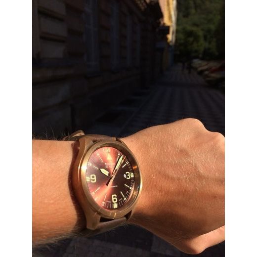 TRASER P67 OFFICER PRO AUTOMATIC BRONZE BROWN KŮŽE - HERITAGE - HODINKY