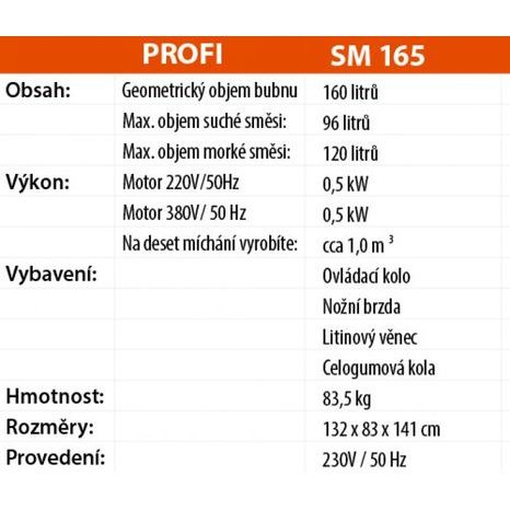 Elektrická stavební míchačka LESCHA SM 165S 160l 230V WS BR - 2