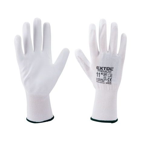 EXTOL PREMIUM 8856630 - rukavice z polyesteru polomáčené v PU, bílé, velikost 8"