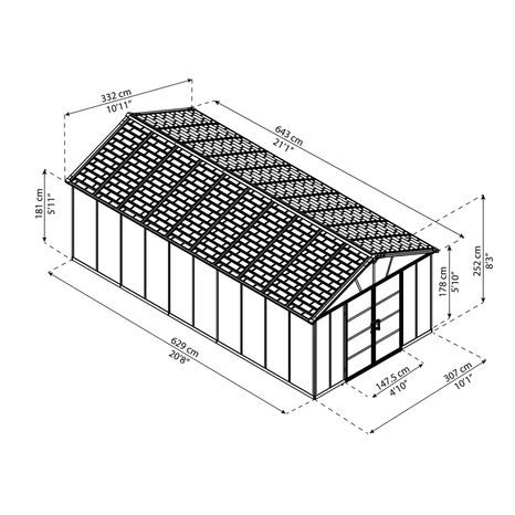 Palram Rozšiřovací modul 11x4,1 pro domky série Yukon 11 (antracit) - 13