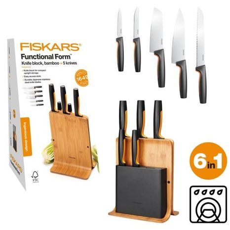 Blok Functional Form bambusový blok s pěti noži Fiskars 1057552 - 4