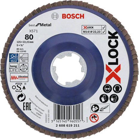 Brusný lamelový kotouč X571 Bosch X-LOCK Best for metal 125 mm 2608619211
