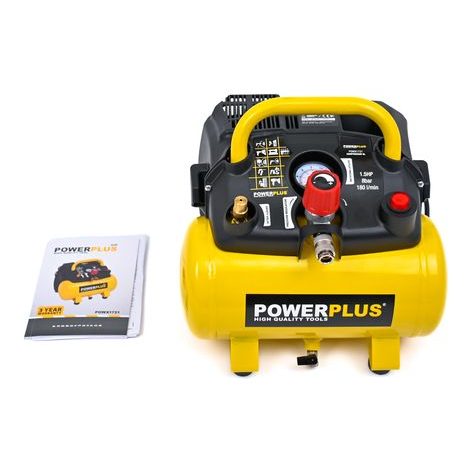 Elektrický bezolejový kompresor 6 l Powerplus POWX1721 - 11