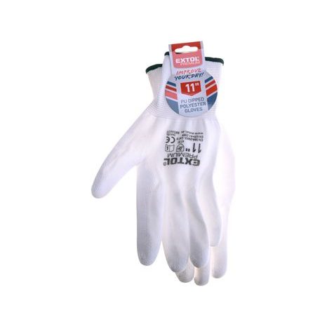 EXTOL PREMIUM 8856633 - rukavice z polyesteru polomáčené v PU, bílé, velikost 11" - 2