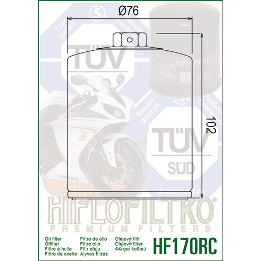 OLEJOVÝ FILTER HIFLOFILTRO HF170CRC RACING CHRÓM
