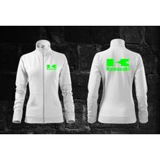 Dámská mikina na zip s motivem Kawasaki - Bílá