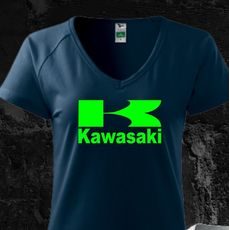 Dámské triko s motivem Kawasaki 2 - Tmavě Modré