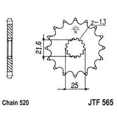 Řetězové kolečko JT JTF 565-15RB 15 zubů, 520 rubber cushioned
