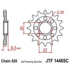 Řetězové kolečko JT JTF 1446-14SC 14 zubů, 520 Self Cleaning Lightweight