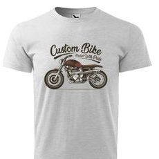 Pánské triko s motivem Custom bike - Světle Šedé