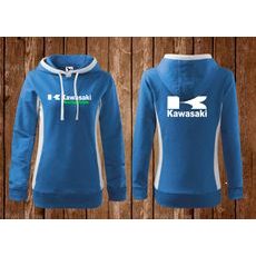 Dámská mikina s kapucí a motivem Kawasaki - Modrá