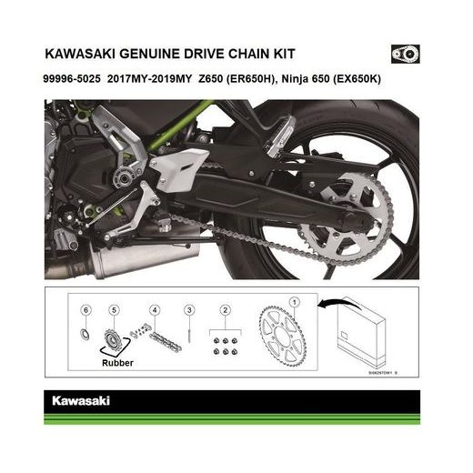 ORIGINÁLNÍ ŘETĚZOVÁ SADA KAWASAKI Z 650 / NINJA 650 2017-2019