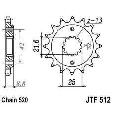 Řetězové kolečko JT JTF 512-15RB 15 zubů, 520 rubber cushioned