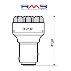 Žárovka RMS 246510542 12V 12 Led, BAY15D červená