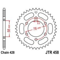 Řetězová rozeta JT JTR 458-38 38 zubů, 428