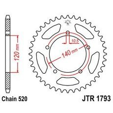 Reťazová rozeta JT JTR 1793-45 45 zubov,520