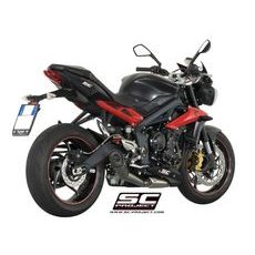 VÝFUKOVÝ SYSTÉM SC PROJECT PRO TRIUMPH - STREET TRIPLE 675 (2013 - 2016) - R - RX - CONICAL S1 MUFFLER, BRUSHED STAINLESS STEEL, WITH CARBON FIBER END CAP