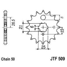 ŘETĚZOVÉ KOLEČKO JT JTF 509-15 15 ZUBŮ, 530