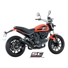 VÝFUKOVÝ SYSTÉM SC PROJECT PRO DUCATI - SCRAMBLER 400 (2016 - 2019) - FULL EXHAUST SYSTEM 2-1, WITH CONIC 70'S MUFFLER, BLACK BRUSHED STAINLESS STEEL