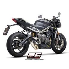 VÝFUKOVÝ SYSTÉM SC PROJECT PRO TRIUMPH - STREET TRIPLE 765 S - R - RS (2020-2022) - S1 MUFFLER, TITANIUM, WITH S-SHAPED CONNECTION WITH WELDED SECTOR CURVES