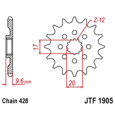 ŘETĚZOVÉ KOLEČKO JT JTF 1905-14 14 ZUBŮ, 428