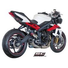 VÝFUKOVÝ SYSTÉM SC PROJECT PRO TRIUMPH - STREET TRIPLE 675 (2013 - 2016) - R - RX - CONICAL MUFFLER, BRUSHED STAINLESS STEEL, WITH CARBON FIBER END CAP