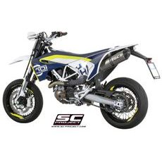 VÝFUKOVÝ SYSTÉM SC PROJECT PRO HUSQVARNA - 701 (2016 - 2020) - OVAL MUFFLER, TITANIUM, WITH CARBON FIBER END CAP