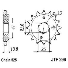 Řetězové kolečko JT JTF 296-16RB 16 zubů, 525 rubber cushioned