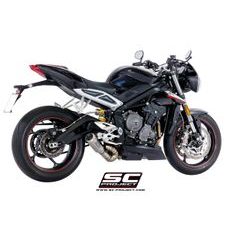 VÝFUKOVÝ SYSTÉM SC PROJECT PRO TRIUMPH - STREET TRIPLE S 660 - A2 (2017 - 2019) - CR-T MUFFLER, TITANIUM, WITH S-SHAPED CONNECTION WITH WELDED SECTOR CURVES