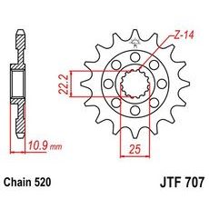 ŘETĚZOVÉ KOLEČKO JT JTF 707-17 17 ZUBŮ, 520