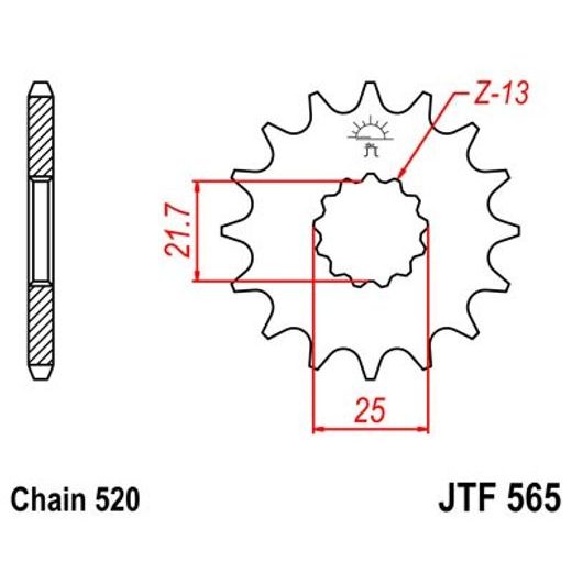 ŘETĚZOVÉ KOLEČKO JT JTF 565-17 17 ZUBŮ, 520