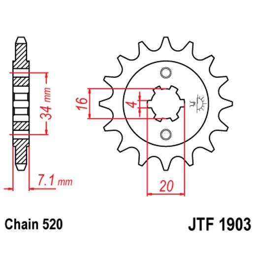 ŘETĚZOVÉ KOLEČKO JT JTF 1903-15 15 ZUBŮ, 520