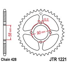 Řetězová rozeta JT JTR 1221-44 44 zubů, 428
